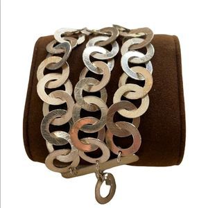 🔥Sterling Silver Triple Chain bracelet. Toggle Clasp 7 1/2 inches